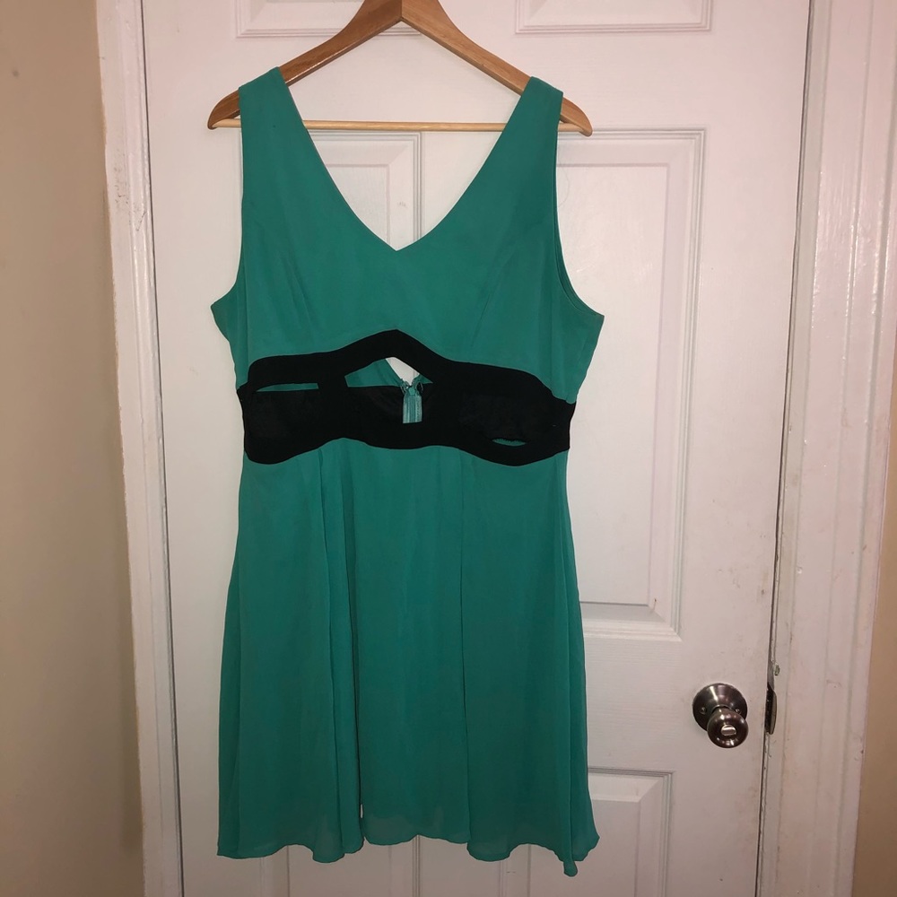 green cut out dress